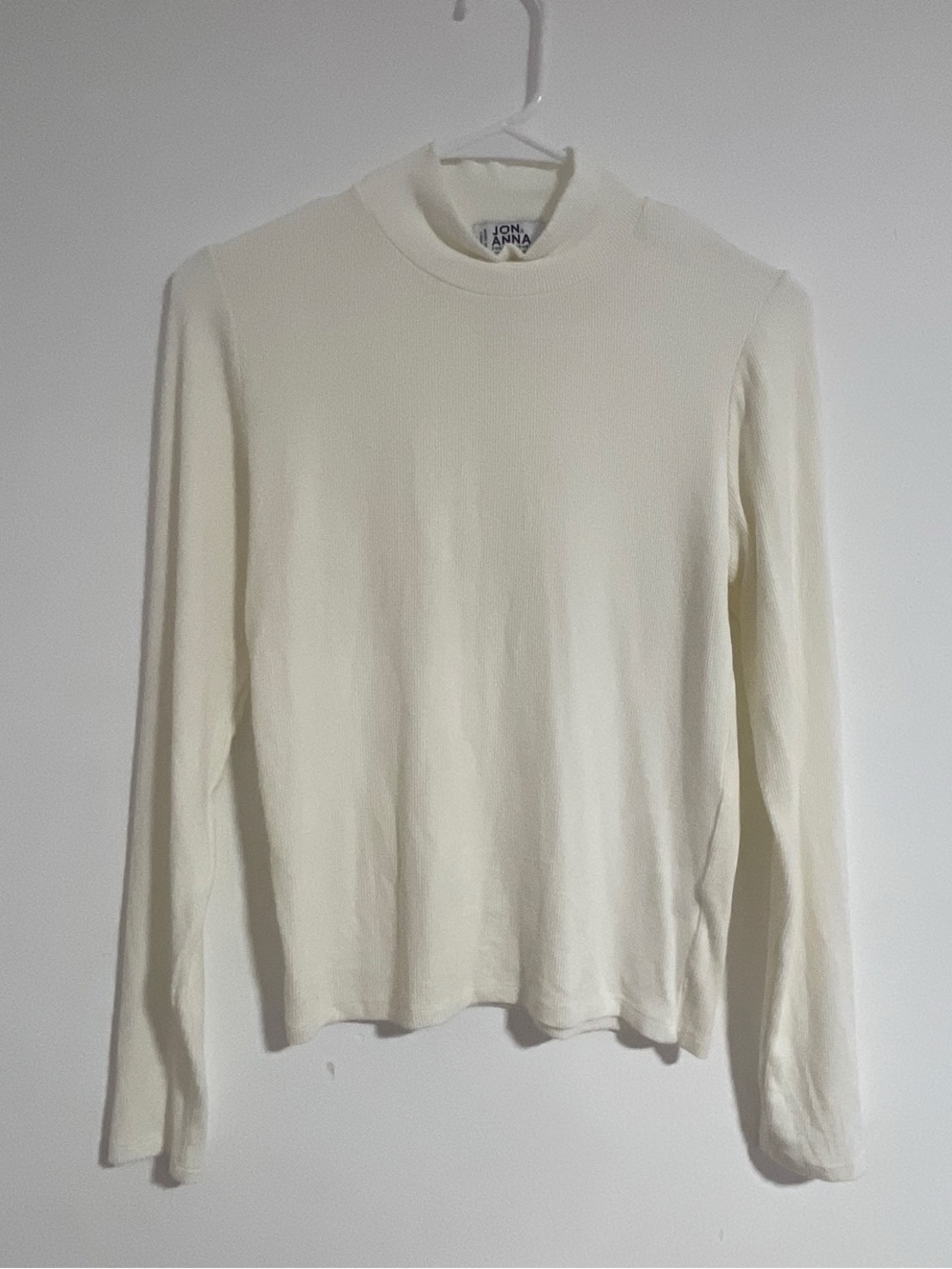 Jon & Anna Ivory Ribbed Mock Neck Top